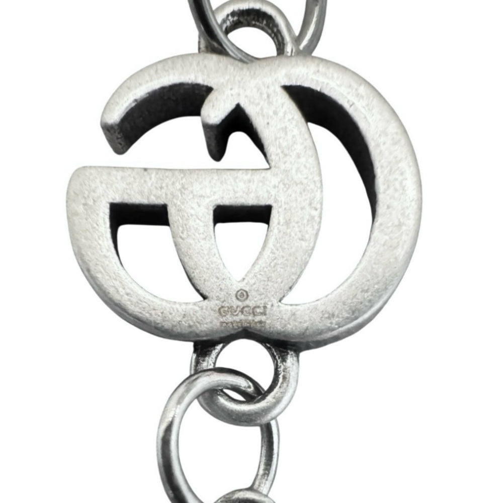 💕VINTAGE GUCCI 2-Piece Interlocking Gs & Bright Blue Heart Silver-Tone Hardware - Picture 10 of 13
